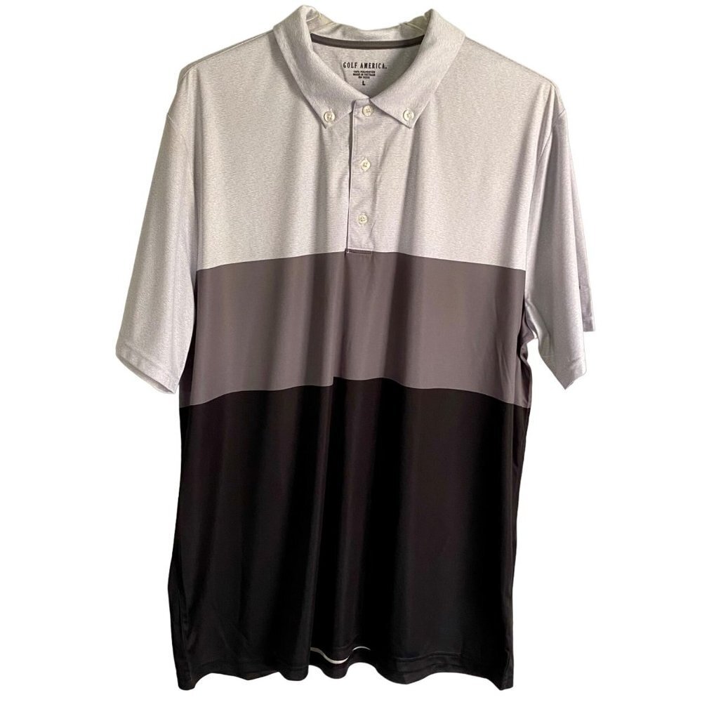 Golf America Polo Shirt Gray and Black Men's Large NEW without tags